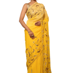 Basant Yellow Pure Chiffon Saree | All Over Aari Sequin Jaal Work | Jaipurio Designer Collection